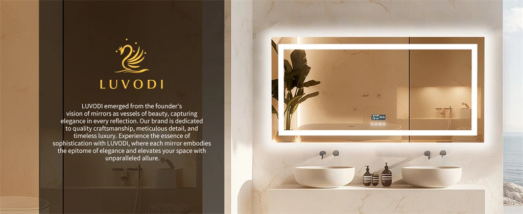 XXL Bathroom  Mirror Wall Mounted with Bluetooth,