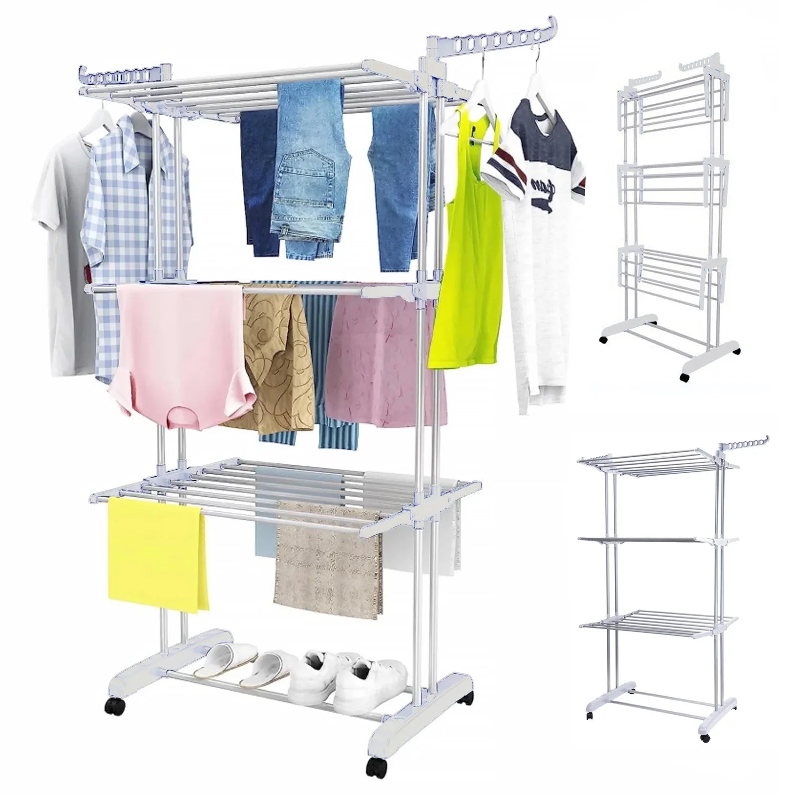 4-Tier Clothes Drying Rack Foldable Wing