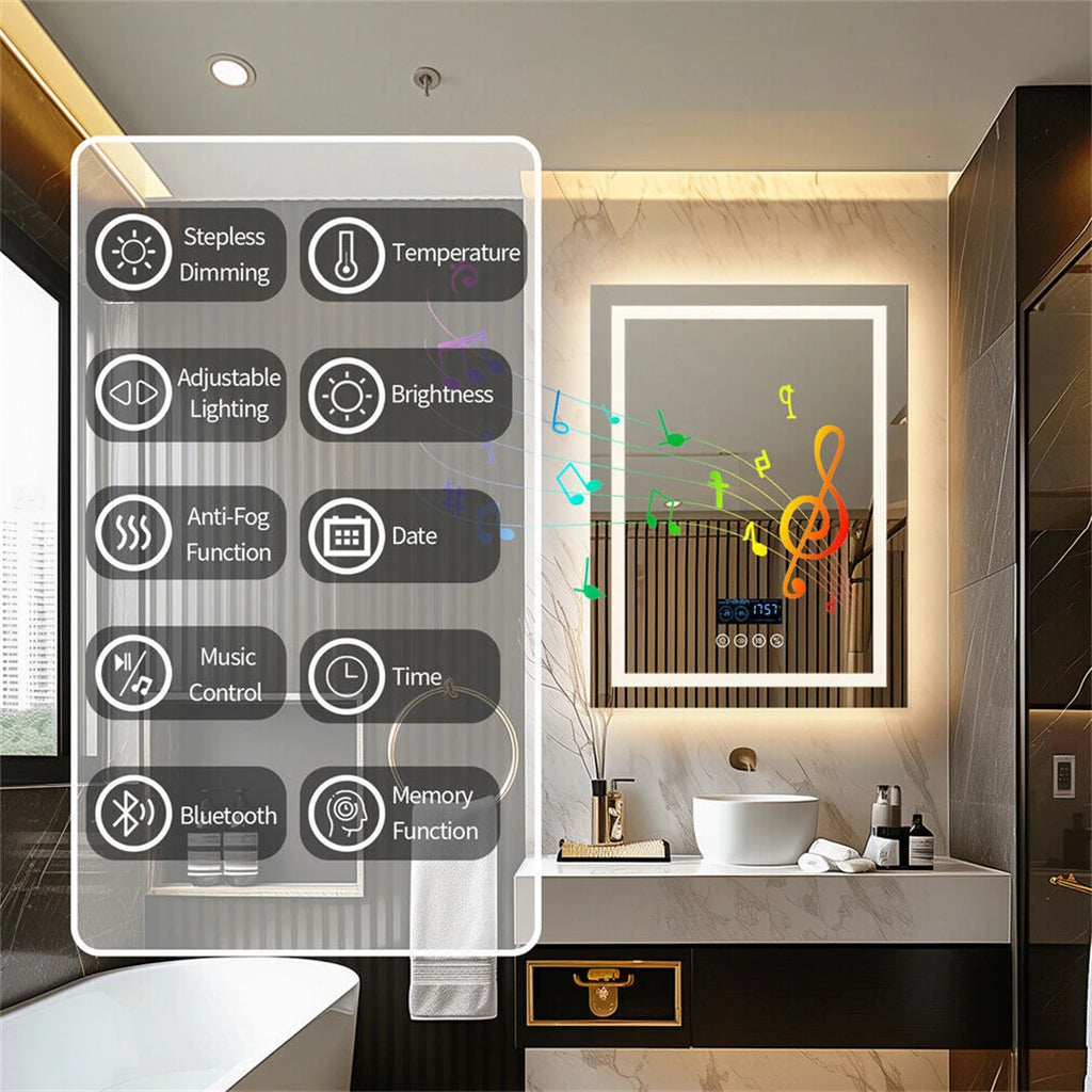 Smart LED Bathroom Mirror  w Bluetooth ,Anti-Fog
