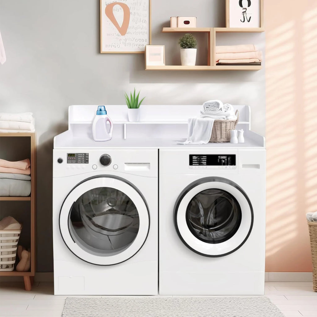 Washer Dryer Laundry Countertop With 2-Tier Storage Shelf