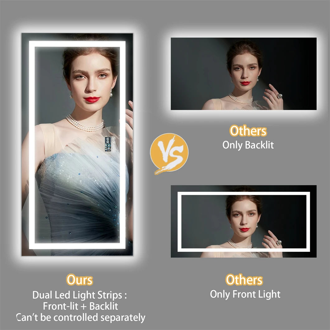 XXL Bathroom  Mirror Wall Mounted with Bluetooth,