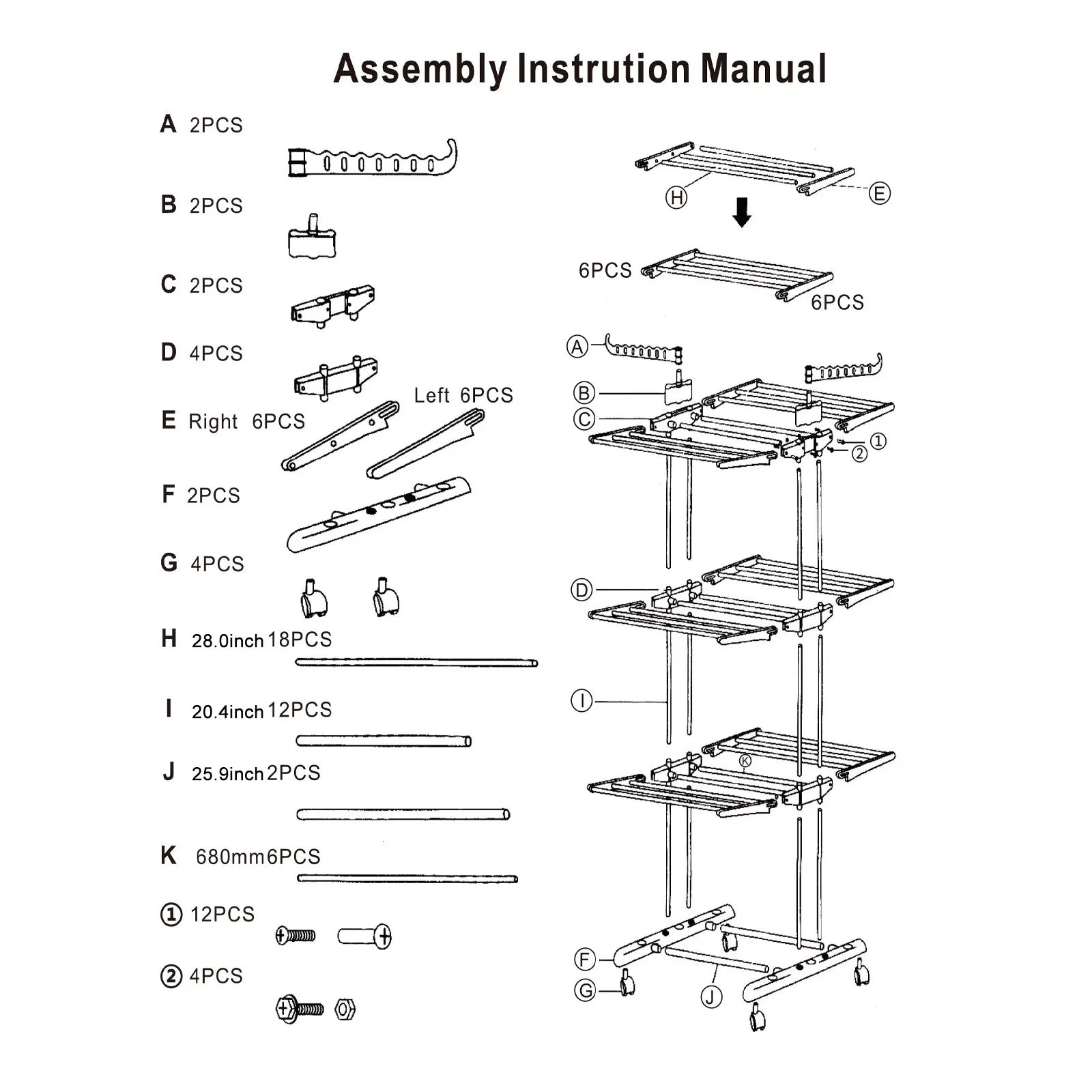 4-Tier Clothes Drying Rack Foldable Wing