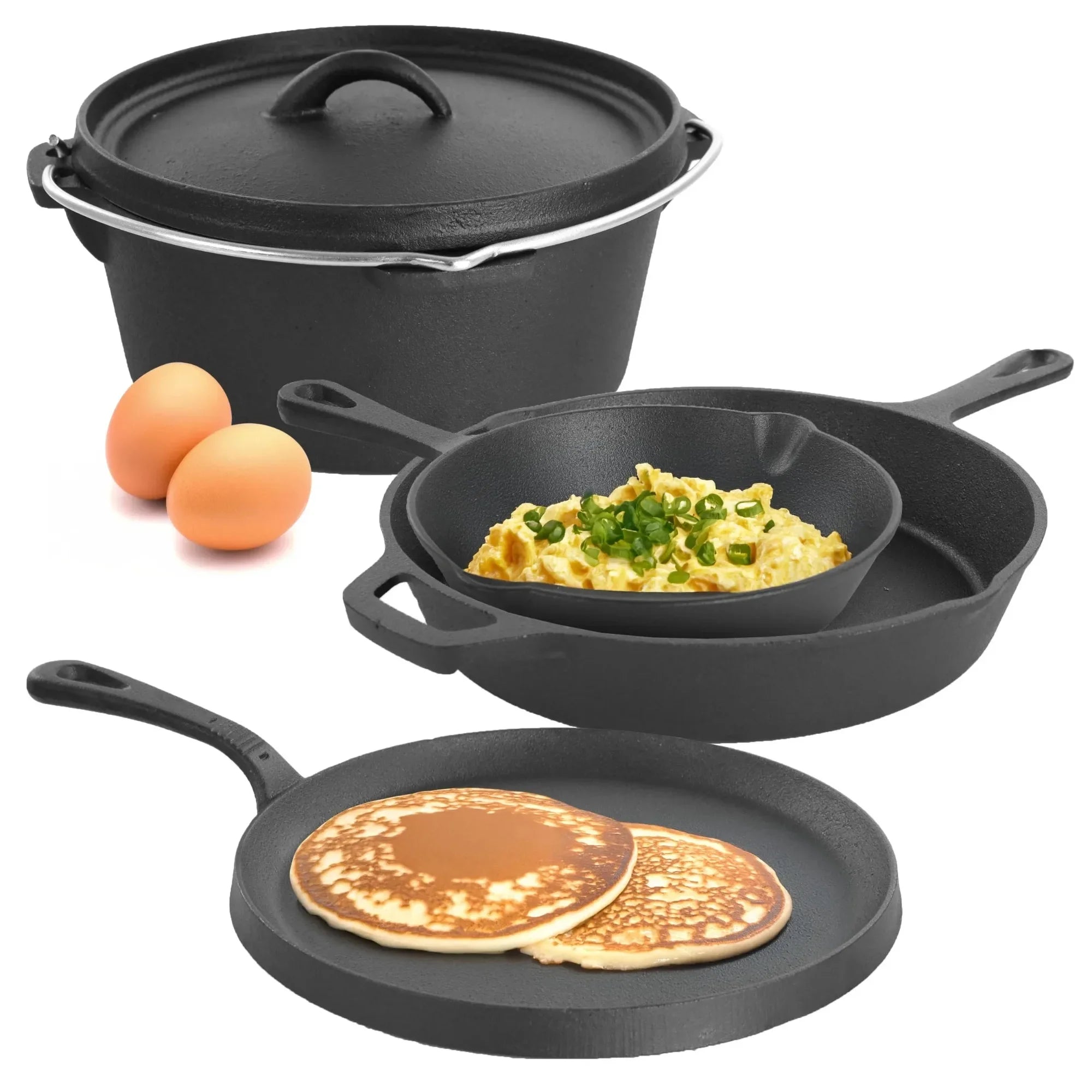 Pre-Seasoned 5-Piece Cast Iron Cookware Set,