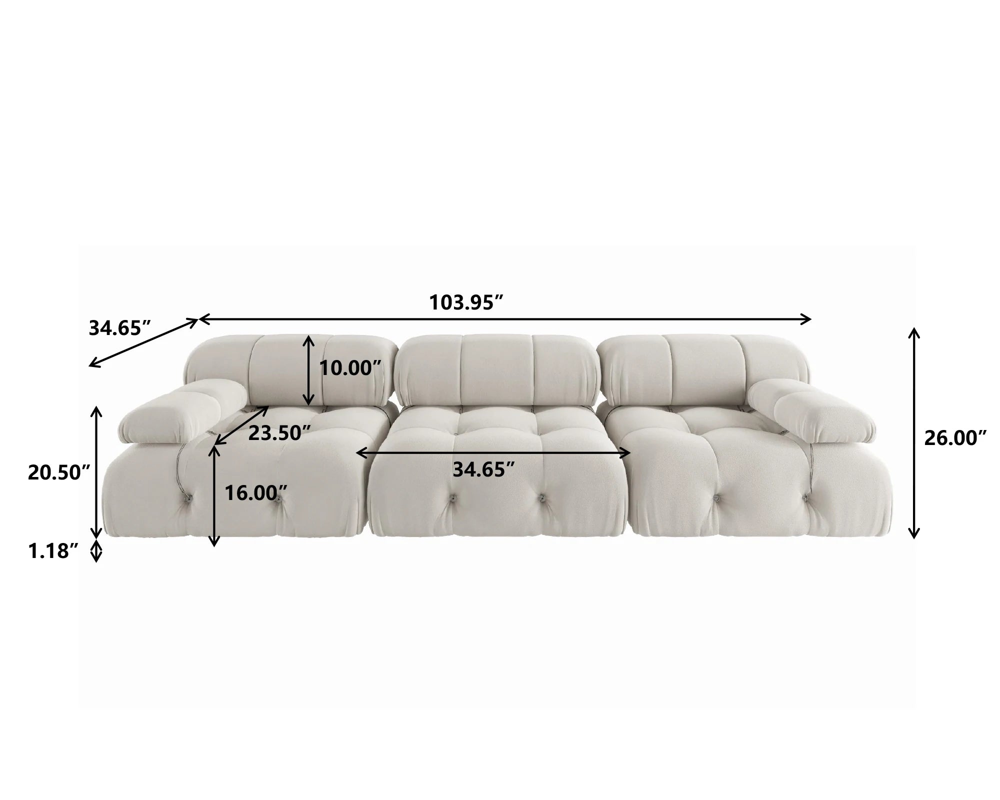 104" Minimalist Modular Sectional Sofas