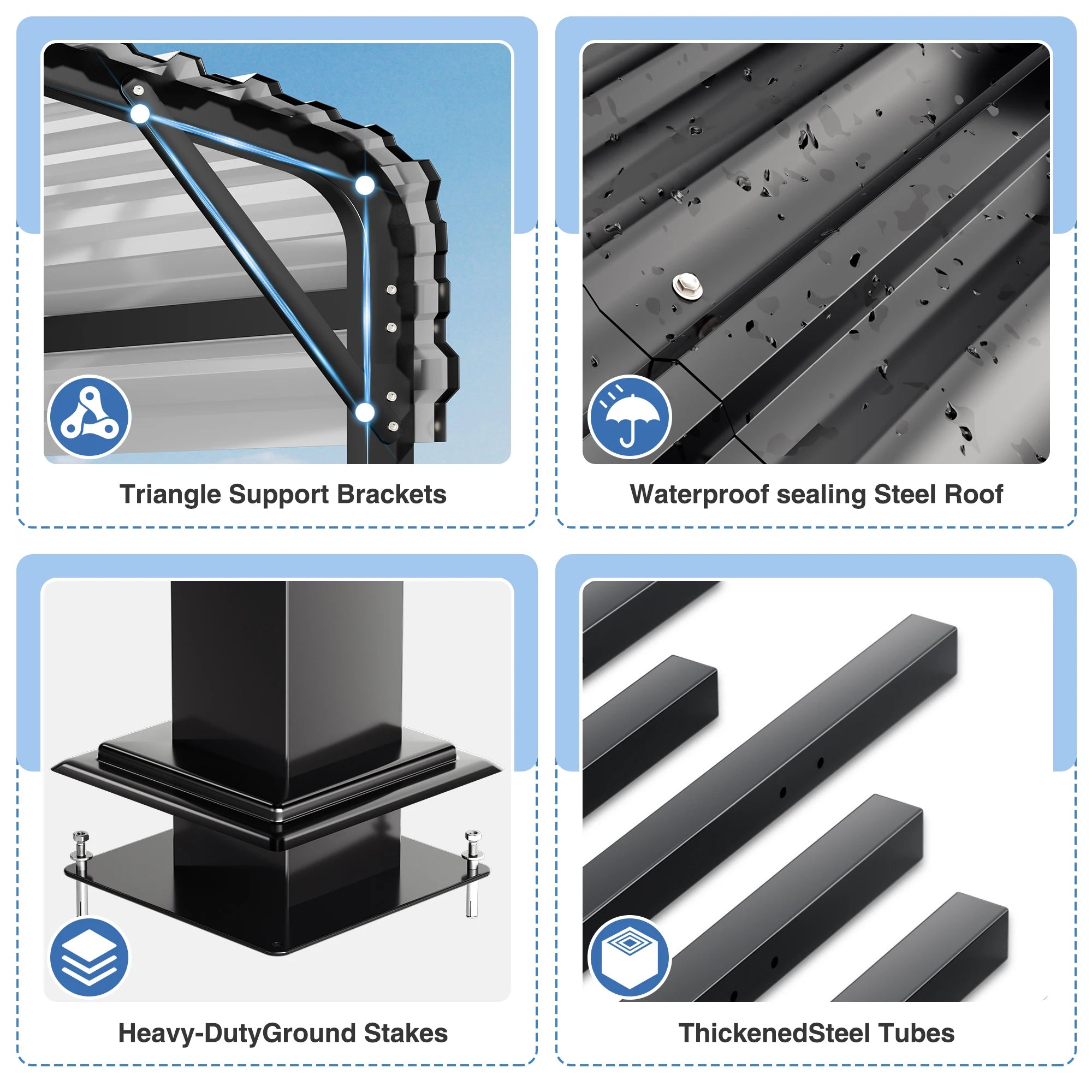 10x15~20x40FT Multi-Size Metal Carport