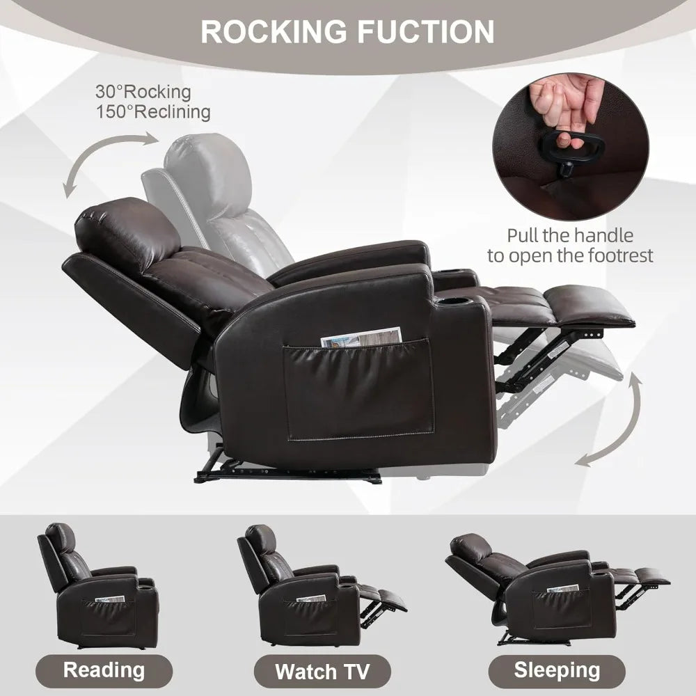 Manual Recliner Chair with Massage and Heat