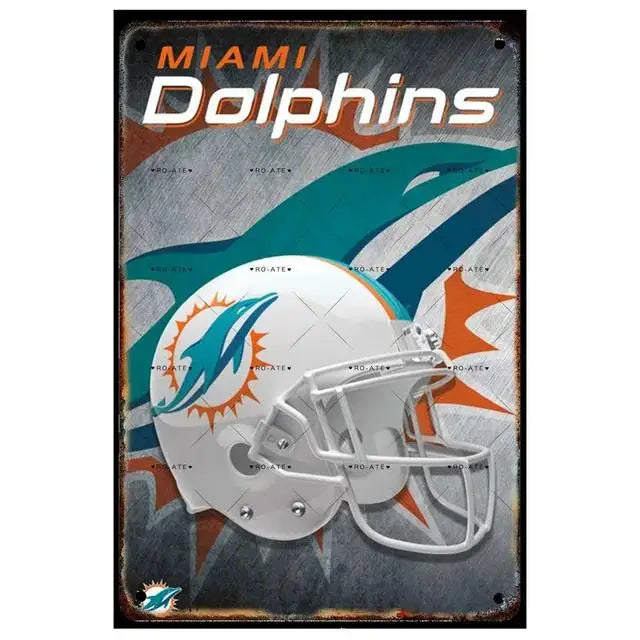 Vintage Football Helmet Metal Tin Sign