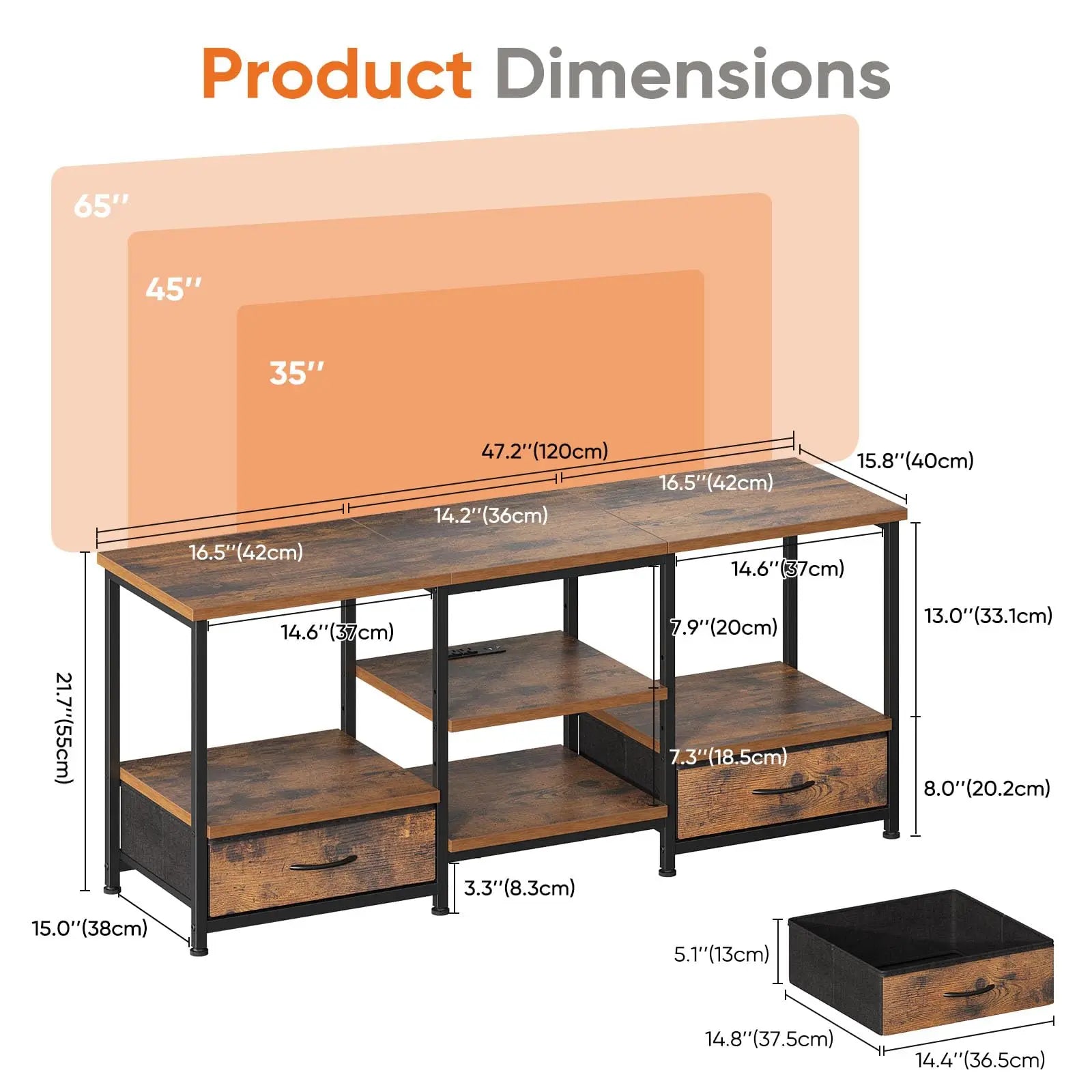 Wooden Tv Stand For Up To 75 Inch TV