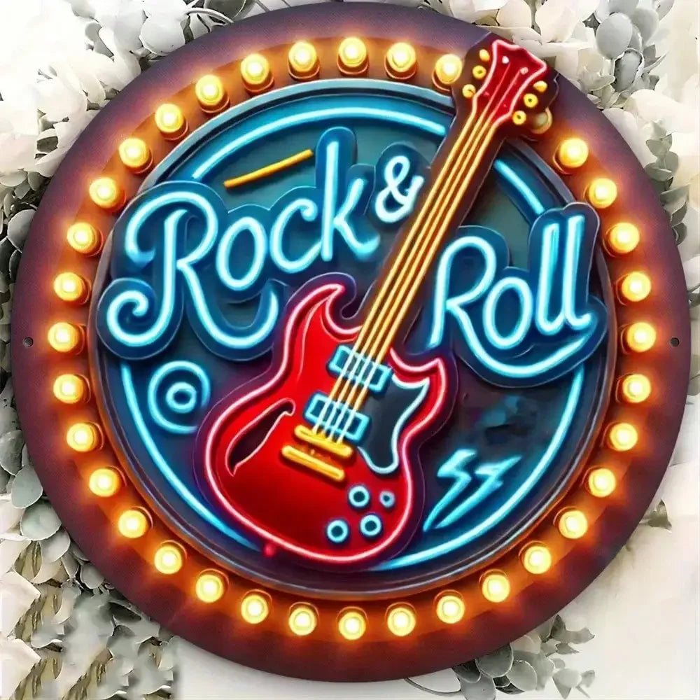 Rock 'n' Roll Metal 2D Neon Sign Wall Art,