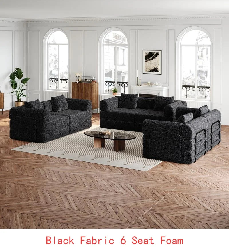 8-Seater Convertible Chenille Sofa Bed