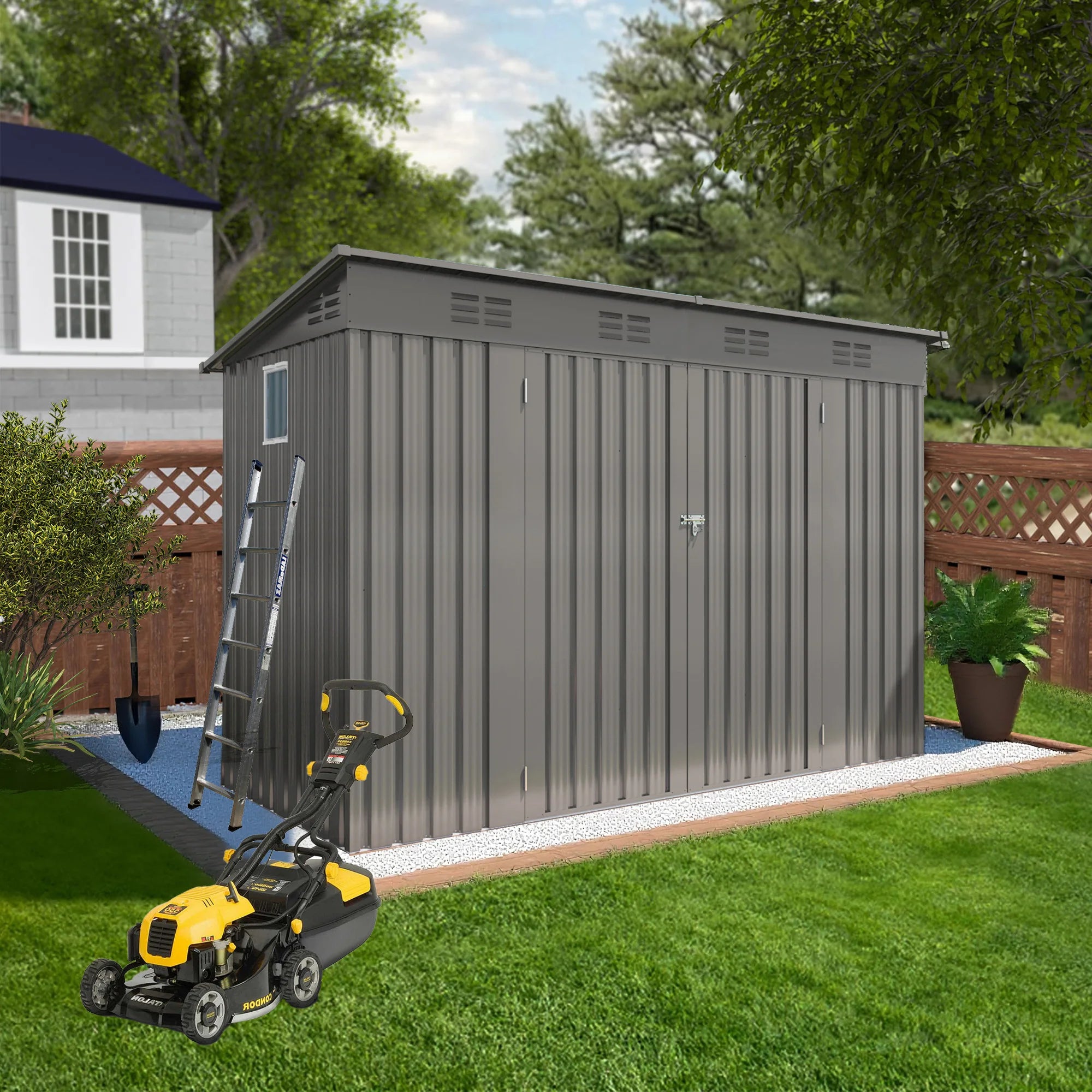 4 x 9 FT Outdoormetal garden Storage Shed