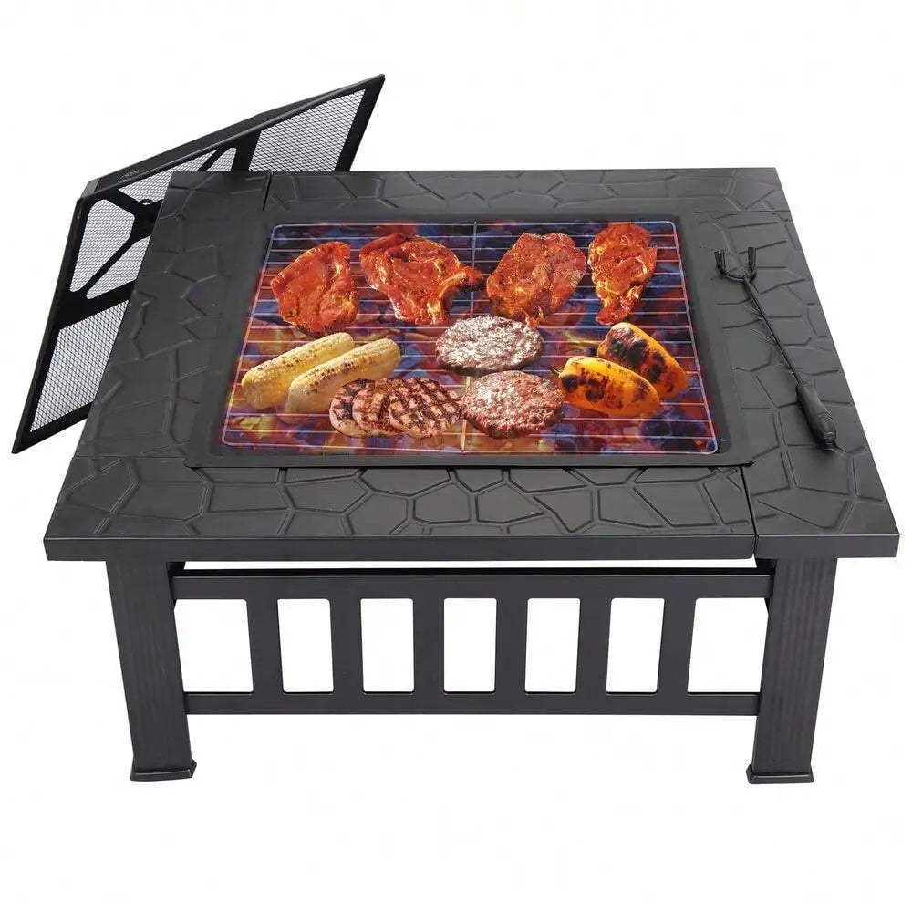 32" Metal Firepit Backyard Patio Garden