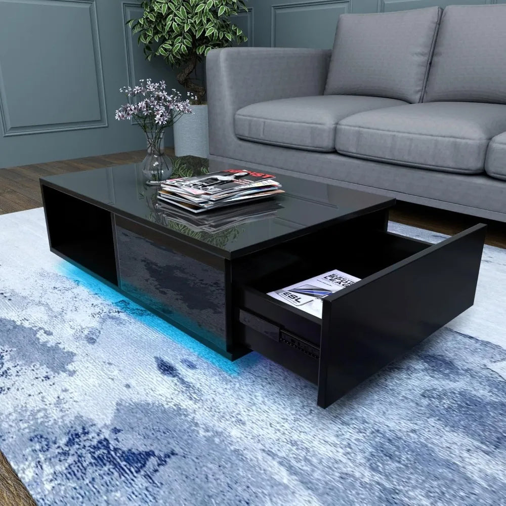 LED Black Coffee Table for Living Room