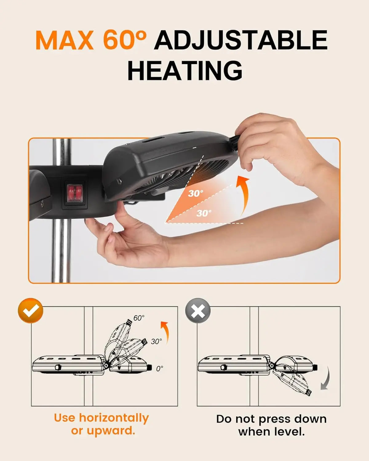 Outdoor Electric Patio Heater with 3 Heat Levels