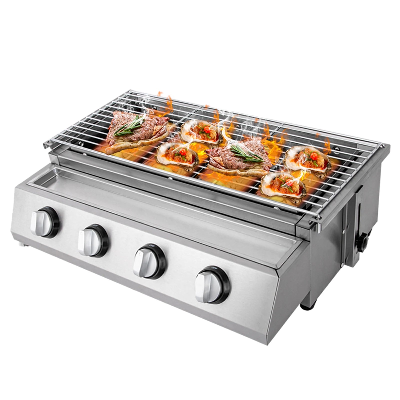 Professional 4-Burner Stainless Steel Portable Gas Grill