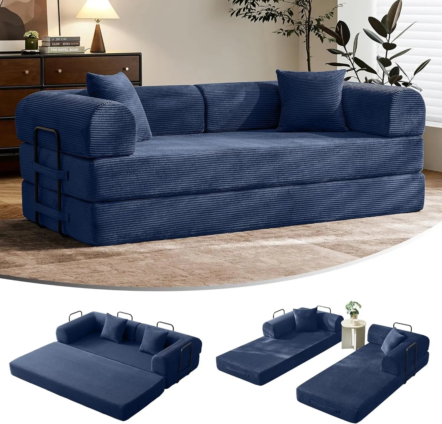 79" Convertible Sofa Bed Corduroy Material