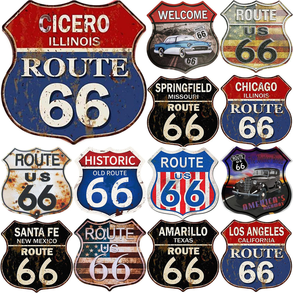 Vintage Route 66 America Tin Signs