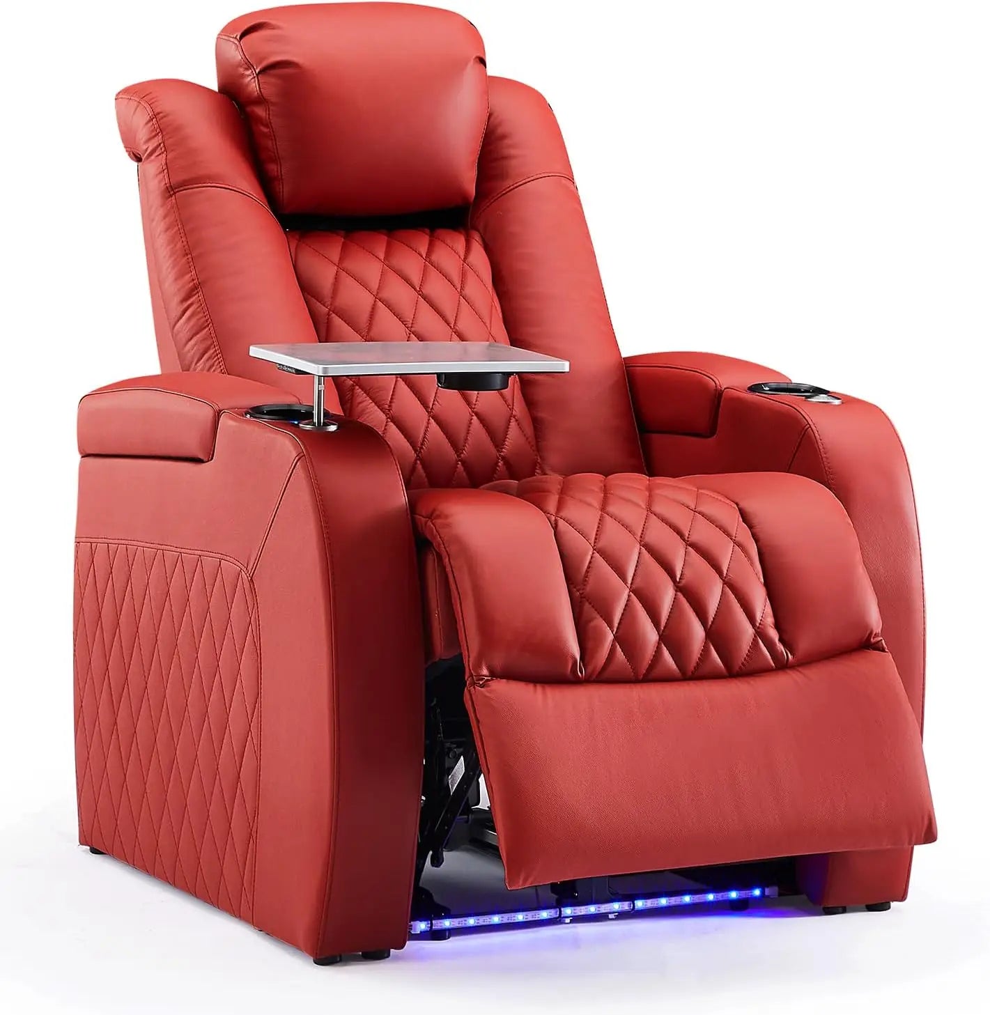 Top Grain Leather Recliner Chair,with Tray Table