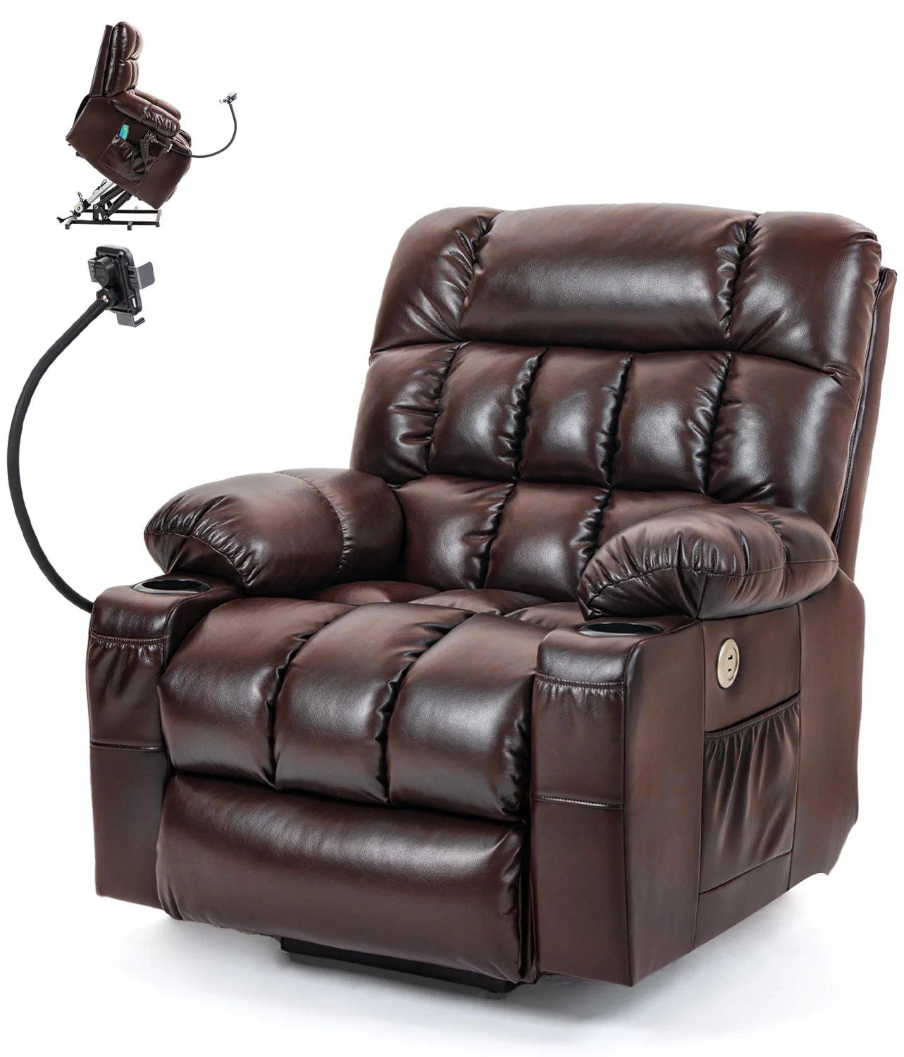 Leather Heated Lift Recliner Chair