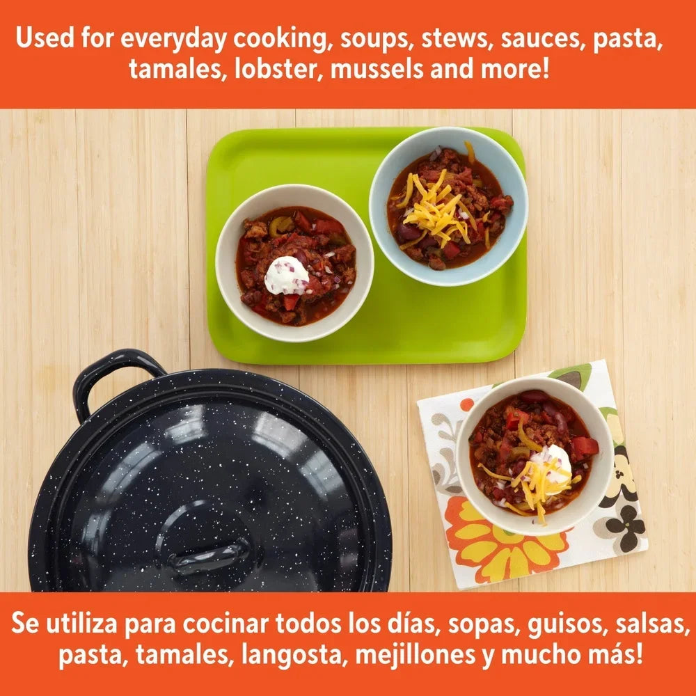 Steel Enamel Stock Pot Double Handles Oven Safe