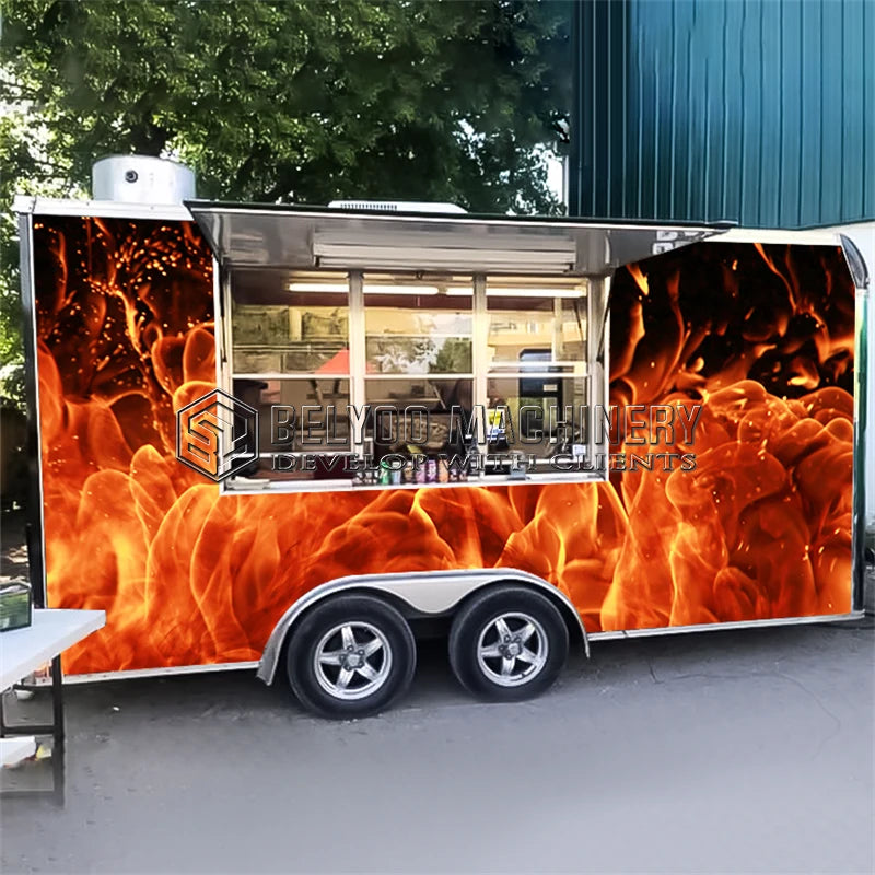 Customized Fast Food Trailer Dot Hotdog Pizza Burger