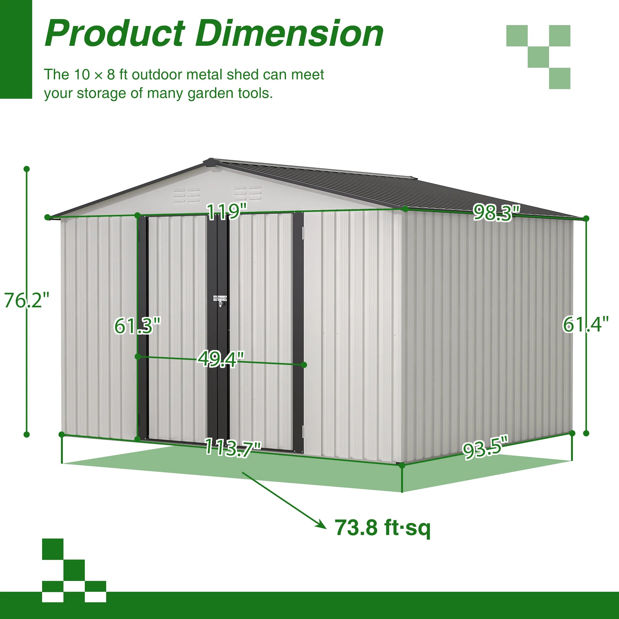 LZBEITEM 10X8 FT Outdoor Storage Shed,