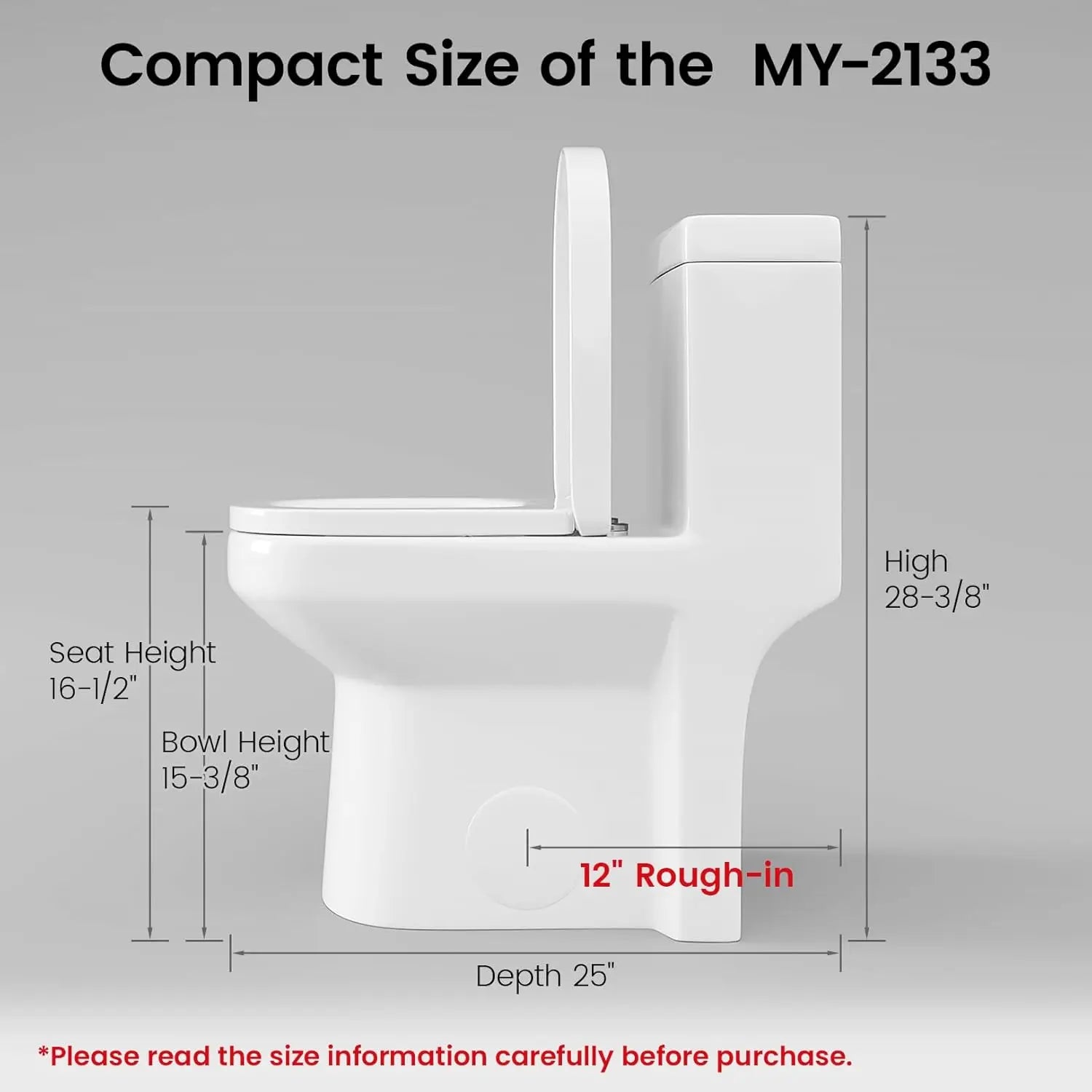 Compact One Piece Toilet for Bathroom, Space-Saving