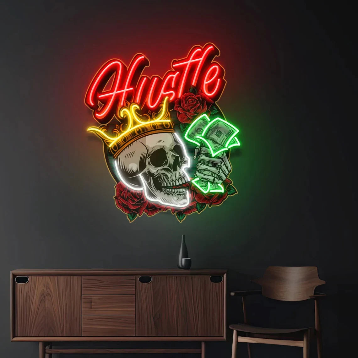 Rich Skull Neon Sign Wall Decor