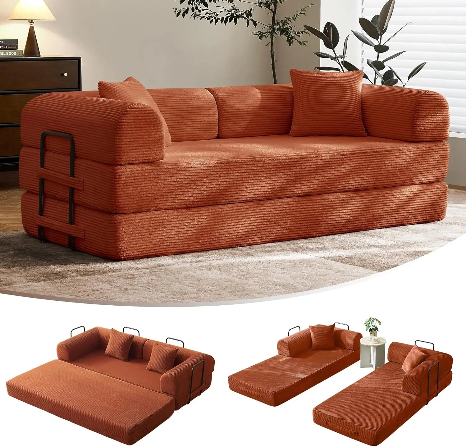 79" Convertible Sofa Bed Corduroy Material