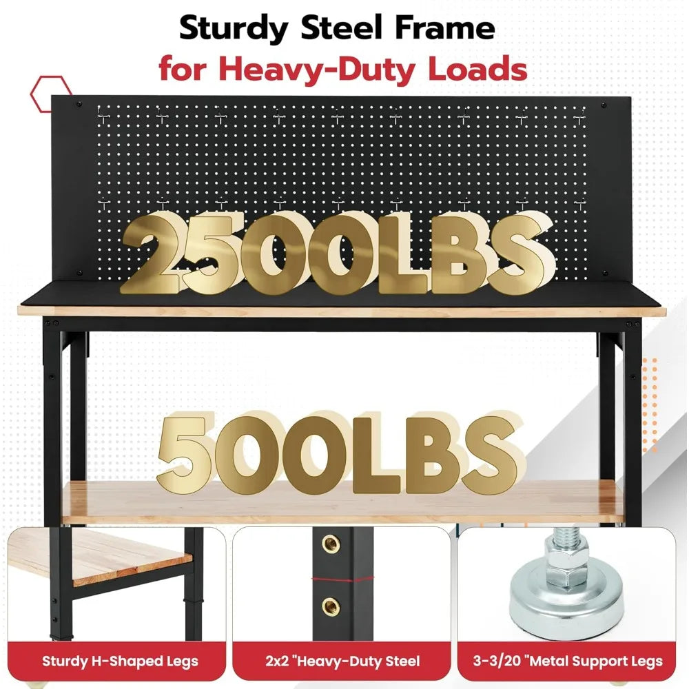 Adjustable Height Workbench, 3000 LBS Heavy Duty