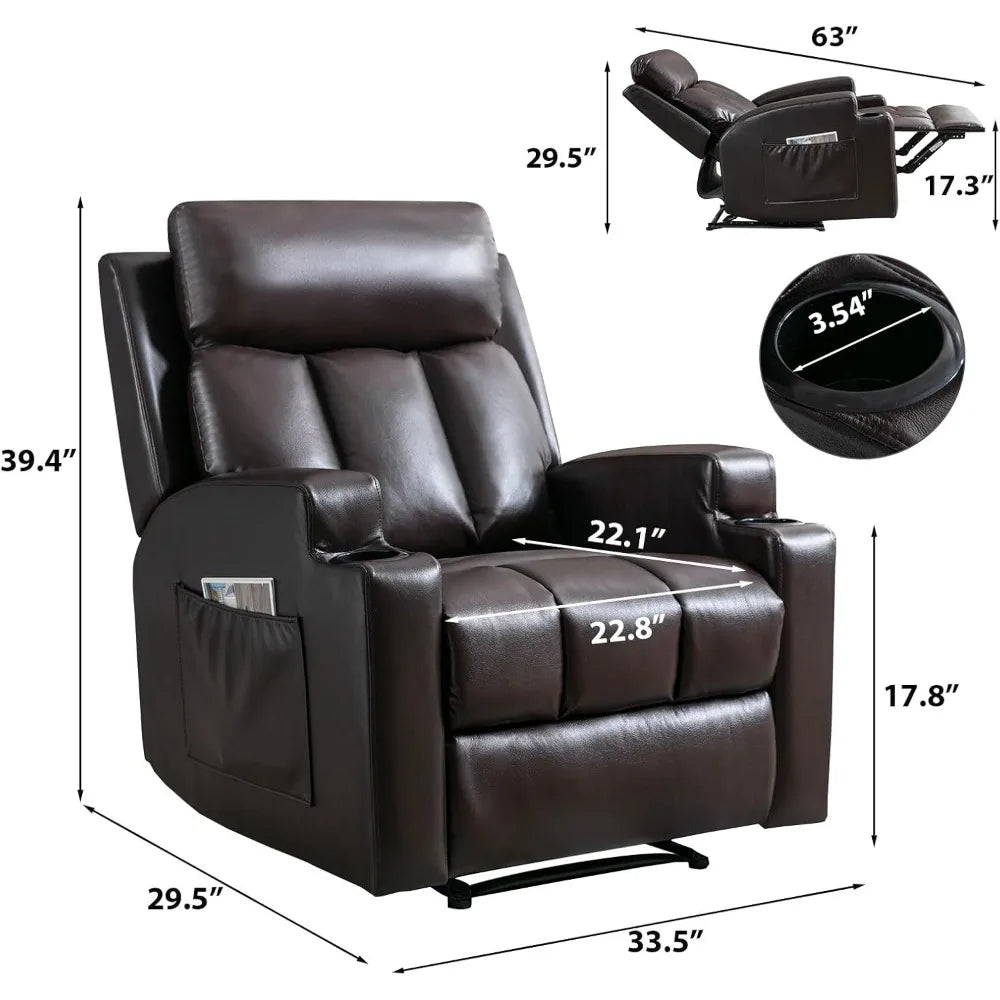 Manual Recliner Chair with Massage and Heat