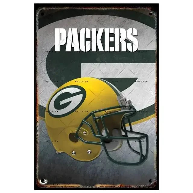 Vintage Football Helmet Metal Tin Sign