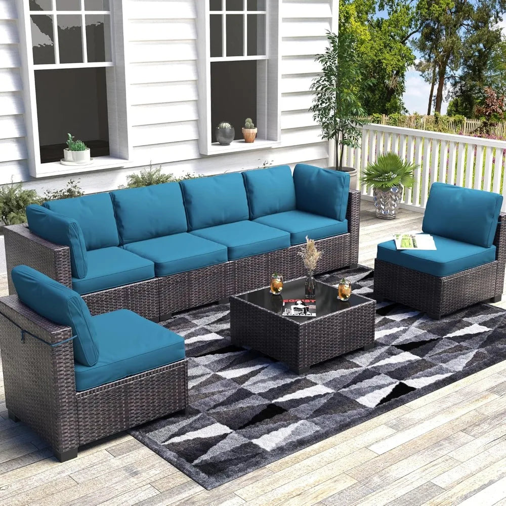 Patio Furniture Set, 7-Piece Outdoor Couches for Patio