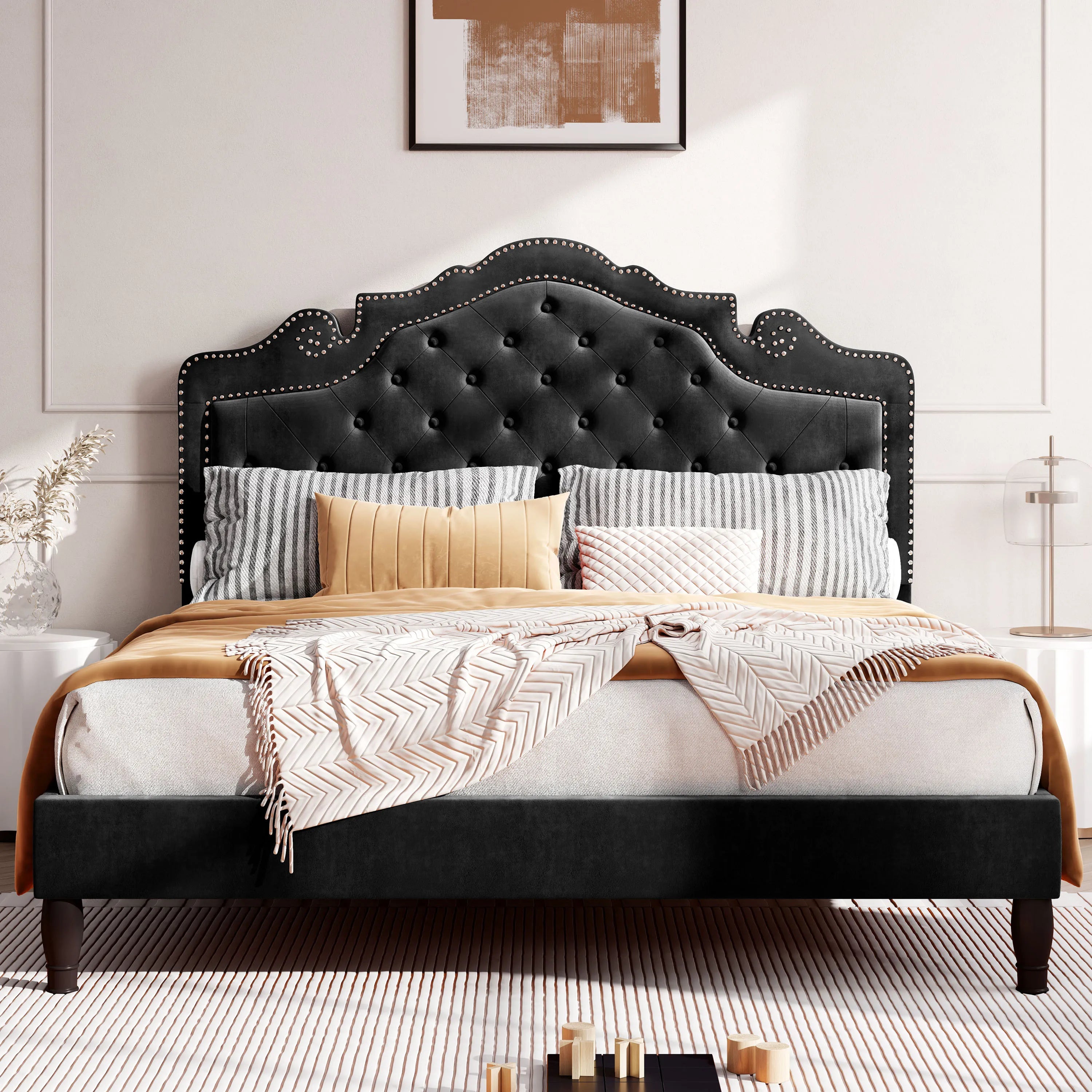 HOOMIC Bed Frame with Adjustable  Headboard