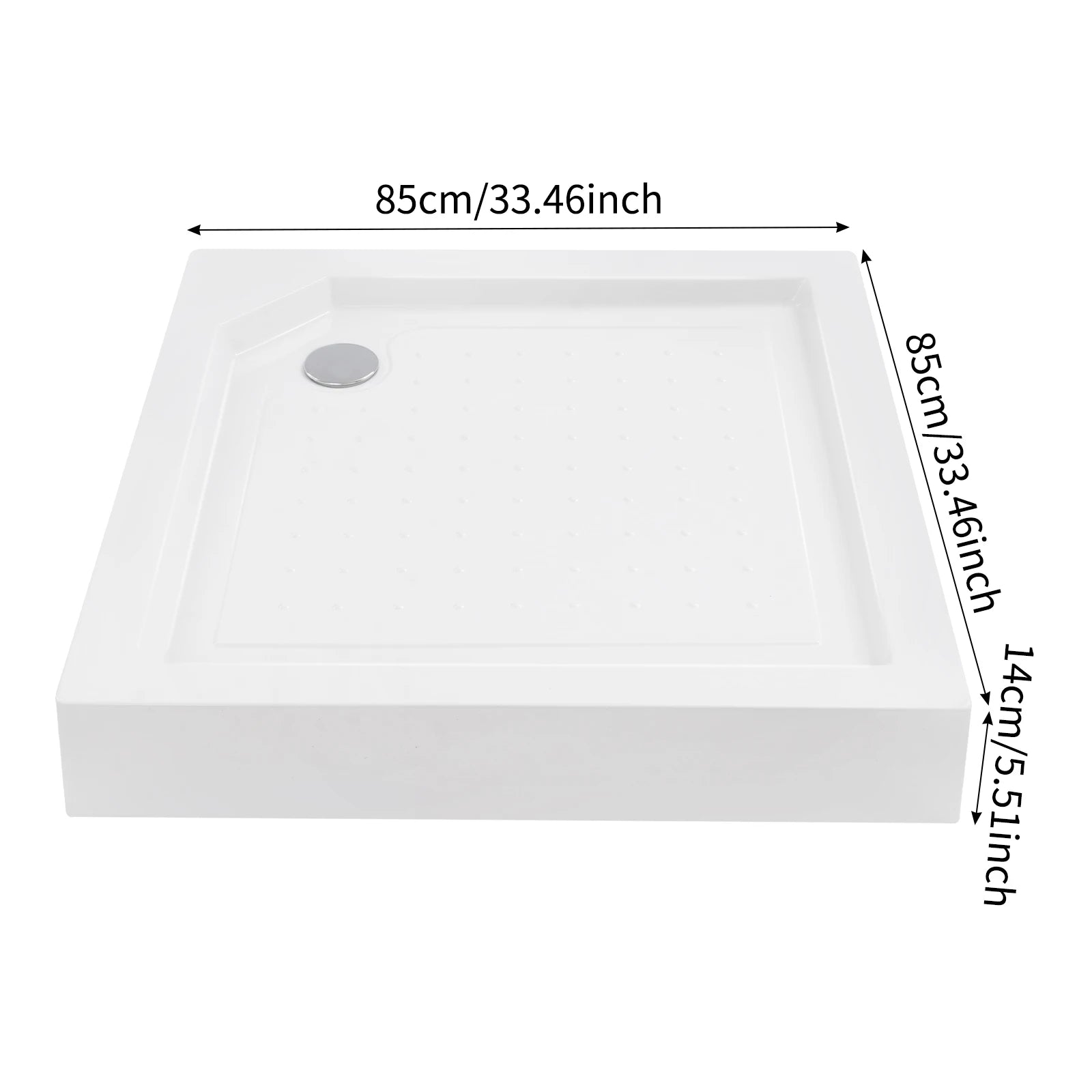 85*85*14cm Shower Base with Drain Hose 260kg/570lbs