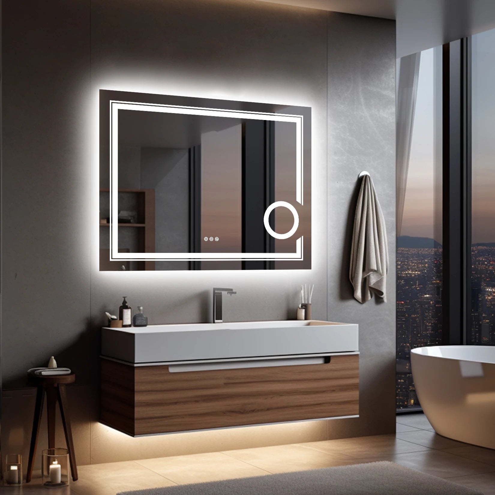 LED Mirror Bathroom Wall Mounted Magnifying Mirror