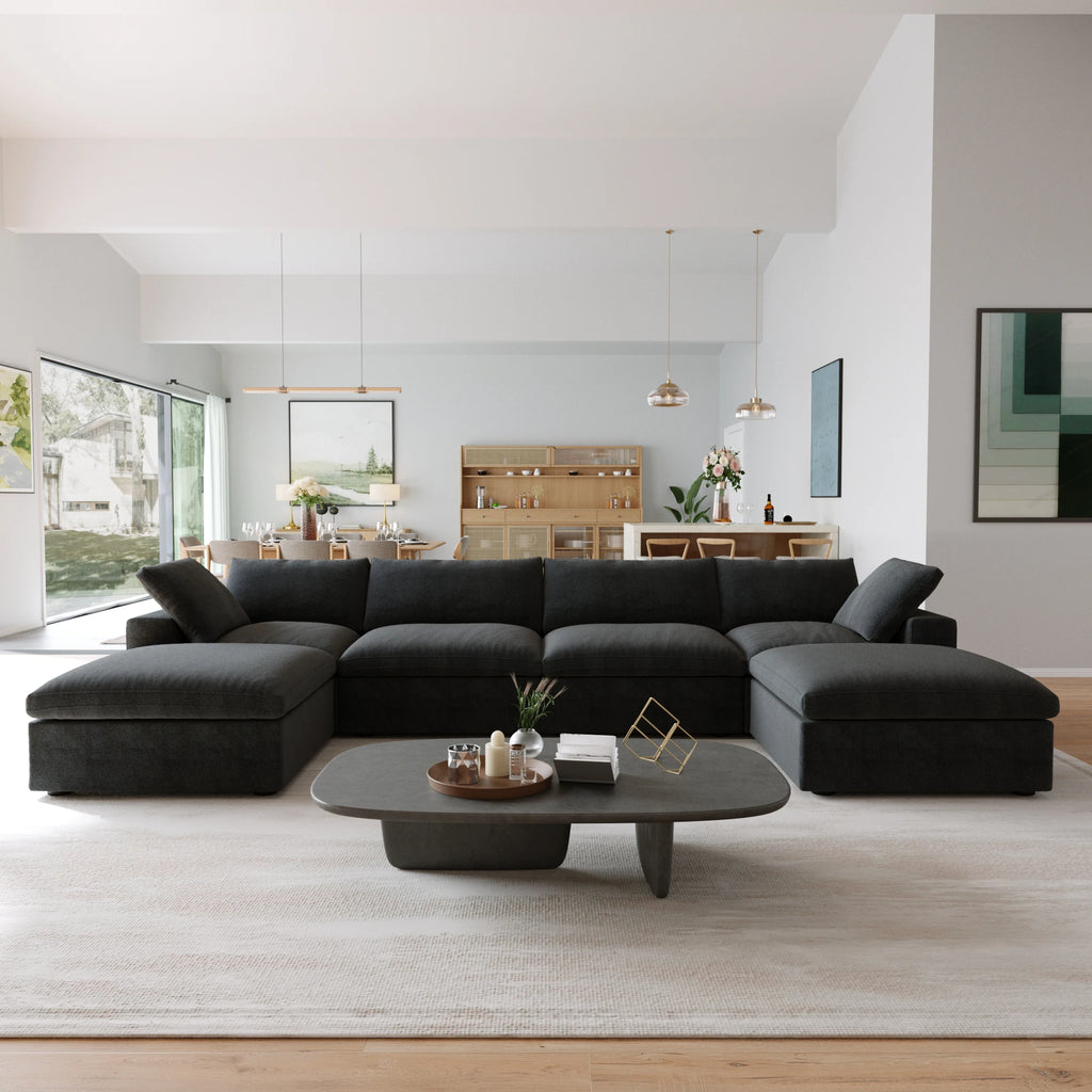 Convertible Cloud Couch 6-Seats U-Shaped Couches