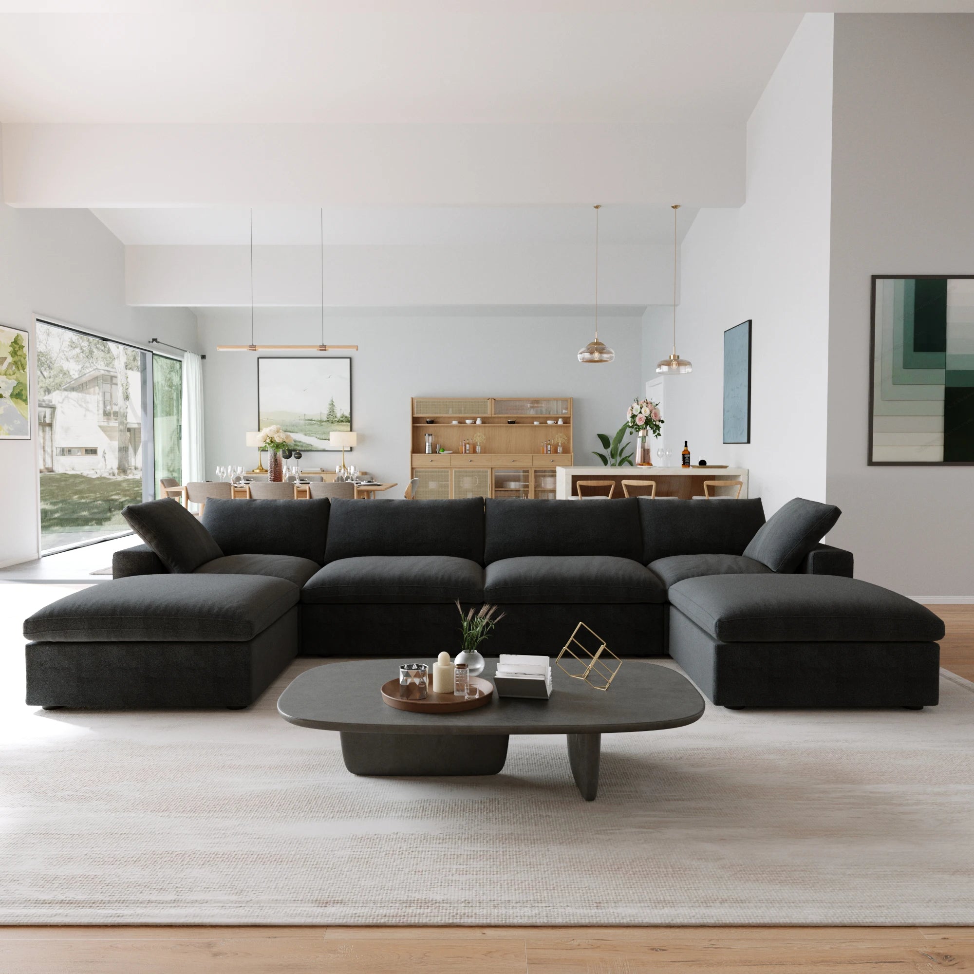 Convertible Cloud Couch 6-Seats U-Shaped Couches