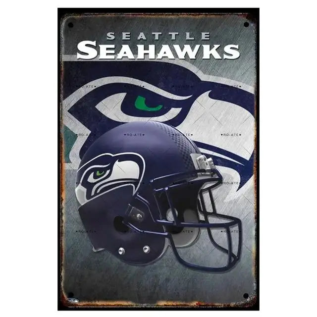 Vintage Football Helmet Metal Tin Sign