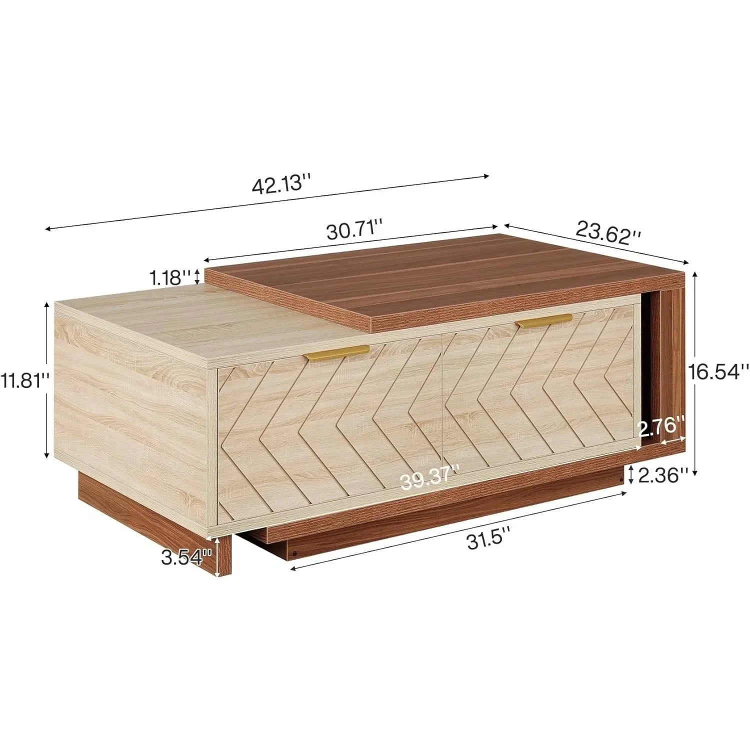 Extendable Coffee Table,Length Adjustable Reversible