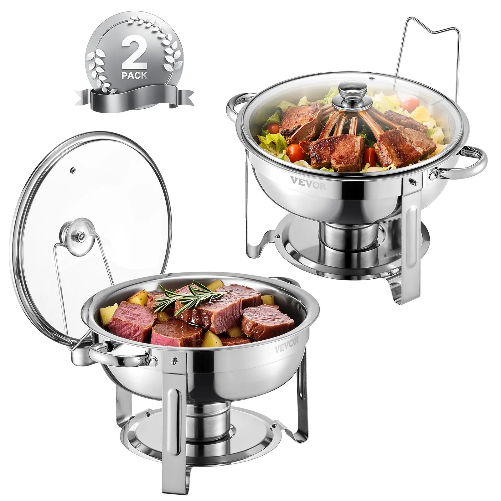 5 Qt 4 Pack Chafing Dish Buffet Set Stainless Steel
