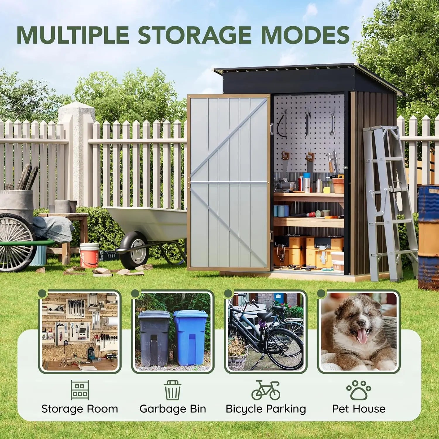 3x5 FT Outdoor Metal Storage Shed with Floor