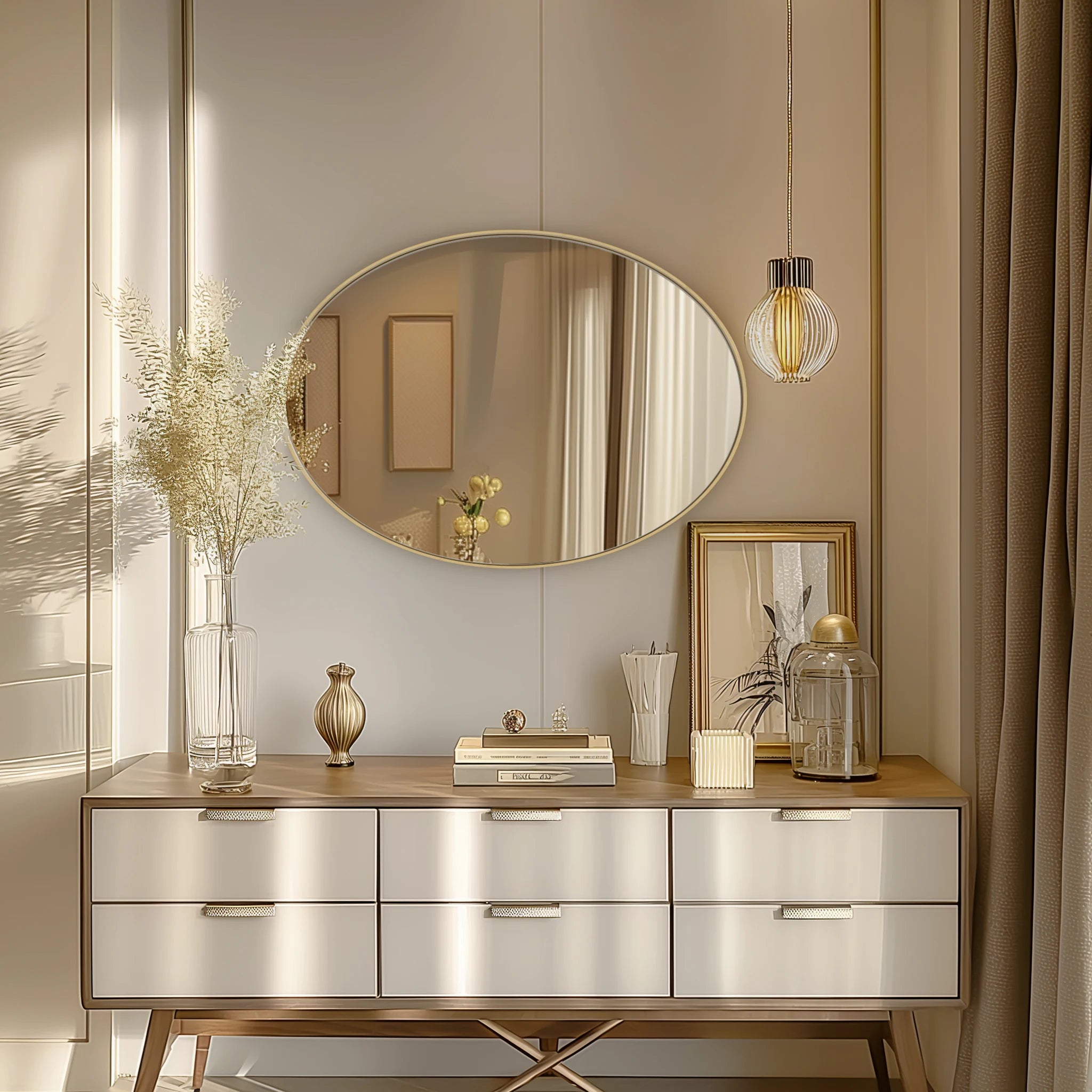 Bathroom, Gold Framed Mirror for Wall