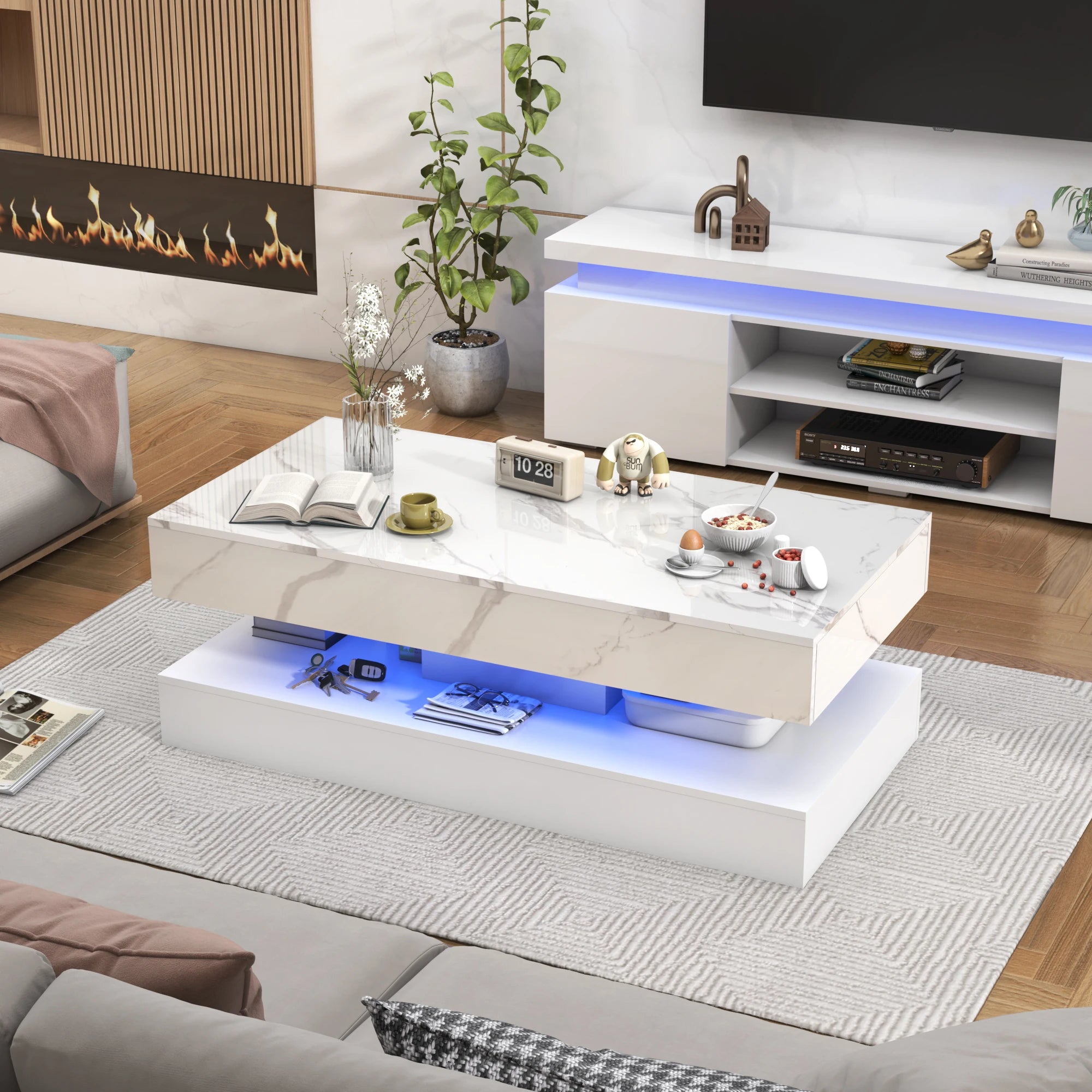 Modern Stylish Coffee Table with LED lights,