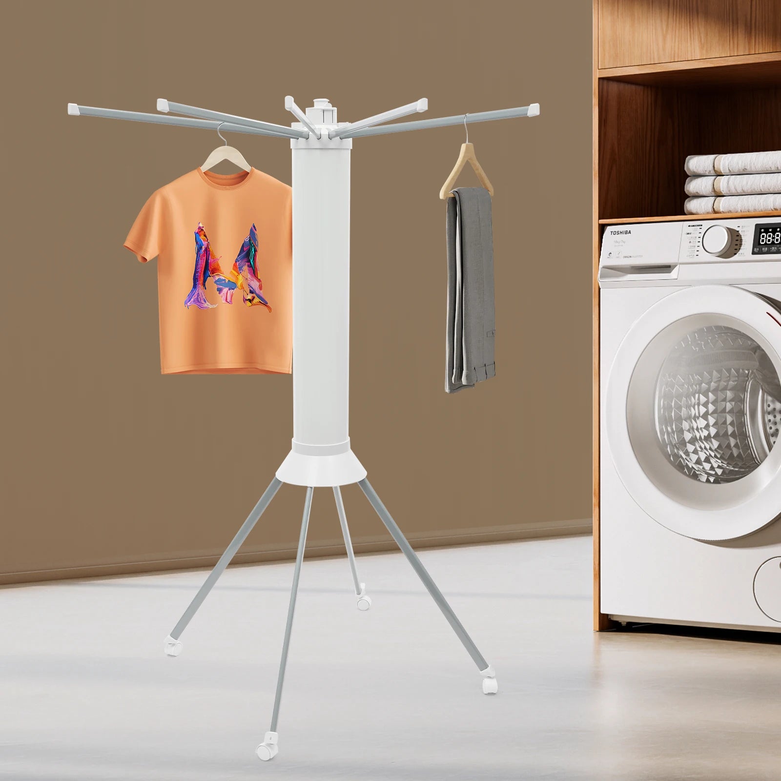 Clothes Drying Rack Anti-Rust Foldable Four-Legged