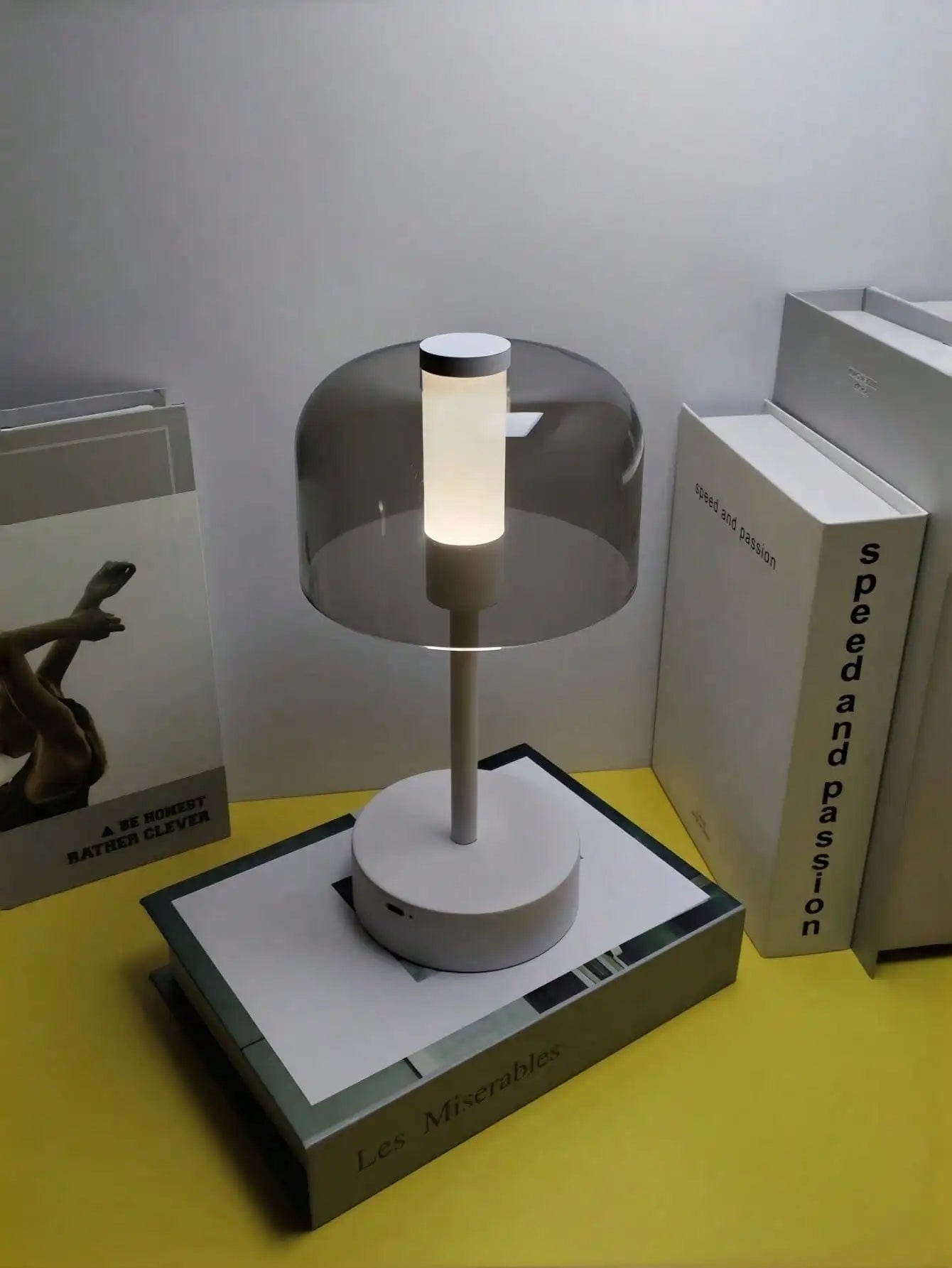 1PC Metal & Acrylic USB Rechargeable LED  3-Color Dimmable