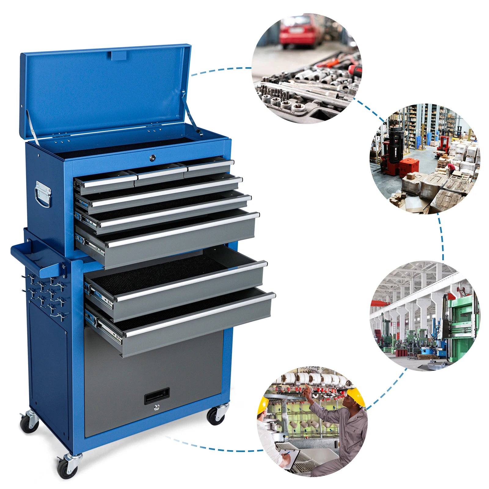 Tool Chest on Wheels with Removable Drawer Organizer