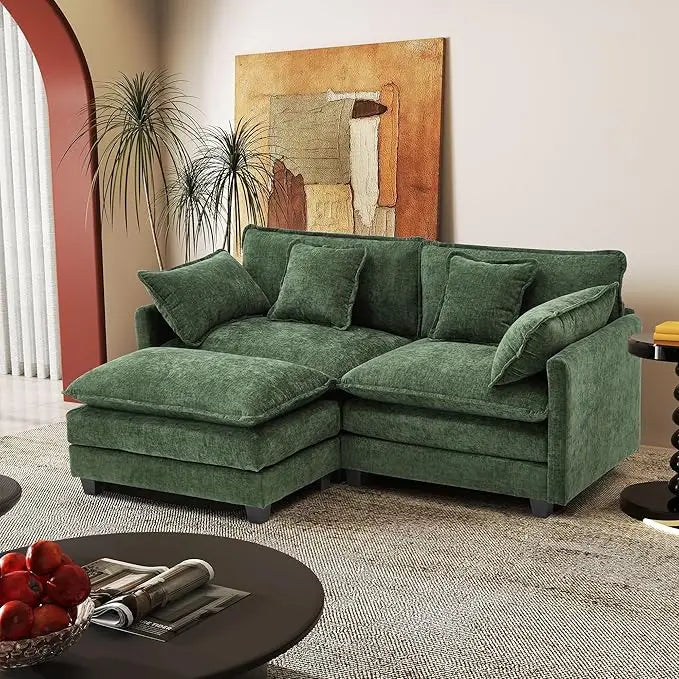 Chenille Fabric Sectional Sofa 2 Seater Deep Seat Loveseat