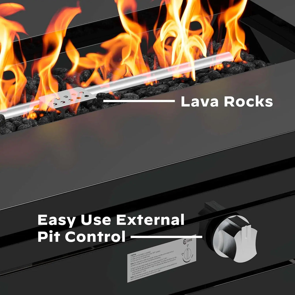 42-Inch Propane Fire Pit Table, 60,000 BTU Steel Gas Outdoor Heater with Lava Rocks for Patio Deck Garden Backyard