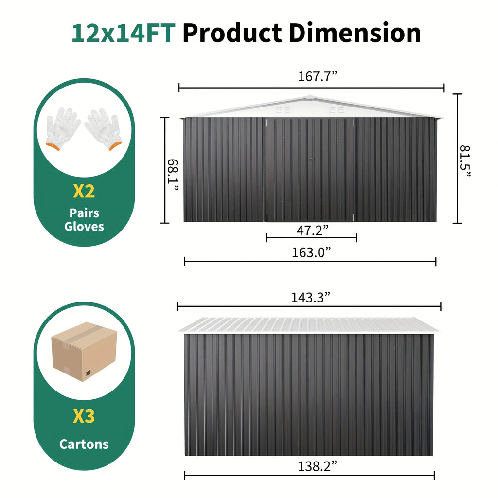 VIWAT 10x10~12x18FT Outdoor Metal Storage